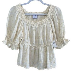 Old Navy - Cream Embroidered Boho Blouse New - S